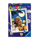 Cumpara ieftin Set pictura pe numere pentru copii Ravensburger CreArt - Bufnita care straluceste in intuneric