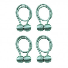 Set 4 magneti decorativi pentru perdele si draperii, tip snur, poliester, 44 cm - Verde,turcoaz