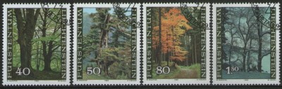 Liechtenstein 1980 - padurea in cele 4 anotimpuri, serie stampilata foto