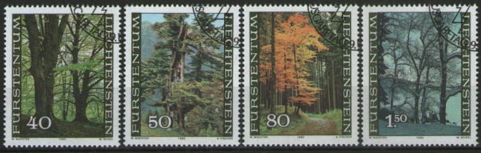Liechtenstein 1980 - padurea in cele 4 anotimpuri, serie stampilata