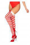 Ciorapi stockings Kissmas, Obsessive, Alb Rosu, S/M