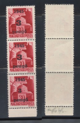 1945 Ardealul de Nord emisiunea Oradea I streif 3P/30 f. tip I &amp;amp; II &amp;amp; III MNH foto