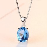 Cumpara ieftin Lantisor Argint Femei Un Accesoriu de Impact: Piatra Blue Topaz &icirc;n Montură, Argintboutique