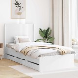 Cumpara ieftin Cadru de pat cu depozitare si tablie Alb 75 x 190 cm