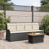 vidaXL Set mobilier de grădină cu perne, 3 piese, negru, poliratan