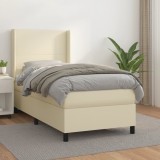 vidaXL Pat box spring cu saltea, crem, 80x200 cm, piele ecologică 3132347