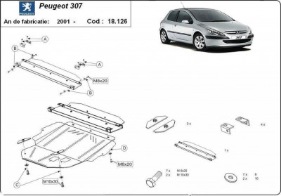 Scut motor metalic Peugeot 307 2001-2008 foto