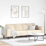Sofa din material textil cu pernă Crem 208 cm Țesătură de catifea, vidaXL