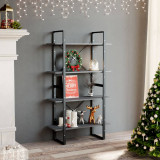 VidaXL Bibliotecă cu 4 rafturi, gri, 80x30x140 cm, lemn masiv de pin