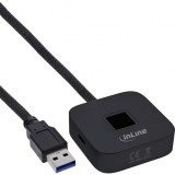 Cititor amprenta USB-A + HUB USB-A + USB type C 1.5m Negru, InLine IL41360S