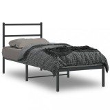VidaXL Cadru de pat metalic cu tăblie, negru, 75x190 cm 355355
