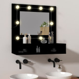 Dulap cu oglinda si LED, negru, 60x31,5x62 cm GartenMobel Dekor, vidaXL