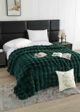 Cumpara ieftin Patura cocolino de lux din blana artificala de iepure 200x230cm,verde smarald-F092