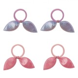 Set Elastice Păr, Frotte, Cu Fundițe, Roz și Lila, 4 Bucăți, Oem