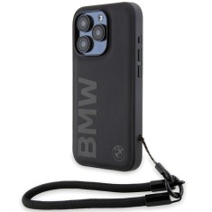 Husa BMW iPhone 15 Pro Max Signature Leather Wordmark Cord, negru mat, BMHCP15X23RMRLK foto