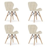 Set 4 scaune stil scandinav, Artool, Lago, catifea, lemn, bej, 47x52x74 cm GartenVIP DiyLine