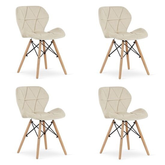 Set 4 scaune stil scandinav, Artool, Lago, catifea, lemn, bej, 47x52x74 cm GartenVIP DiyLine