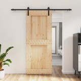 Cumpara ieftin Usa glisanta Natural si Negru 85 x 210 cm Lemn de Pin Solid
