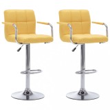 vidaXL Scaune de bar, 2 buc., galben, material textil