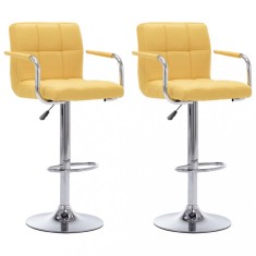 vidaXL Scaune de bar, 2 buc., galben, material textil 283426