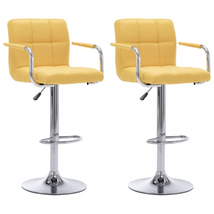vidaXL Scaune de bar, 2 buc., galben, material textil