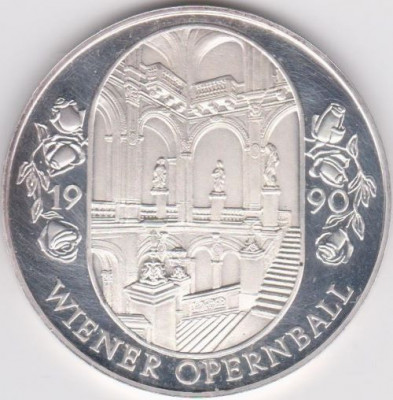 Jeton argint Casino AUSTRIA - 100 sch.1990 - Wiener Opernball - UNC foto