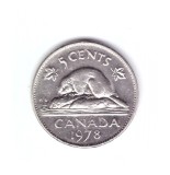 Moneda Canada 5 cents/centi 1978, stare buna, curata
