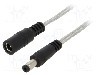 Cablu alimentare DC, DC 5,5/2,1 mufa, DC 5,5/2,1 soclu, transparent, 1m, BQ CABLE - DC.EXT.8200.0100