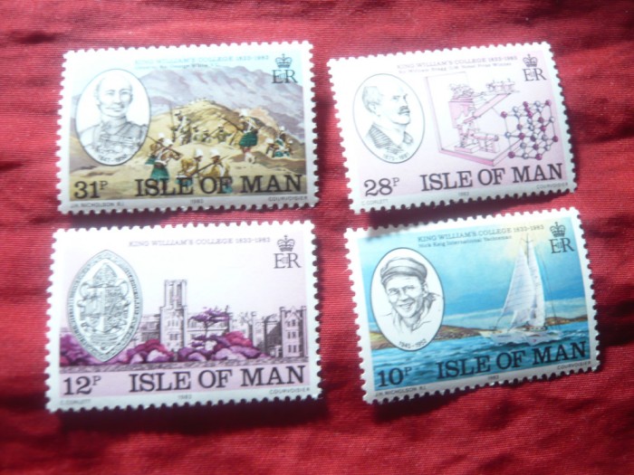 Serie Insula Man 1983 - 150 Ani Colegiul King William , 4 valori