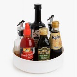 Organizator rotativ tip tava Pufo pentru frigider sau dulap cu suprafata antialunecare, 22.5 cm, alb