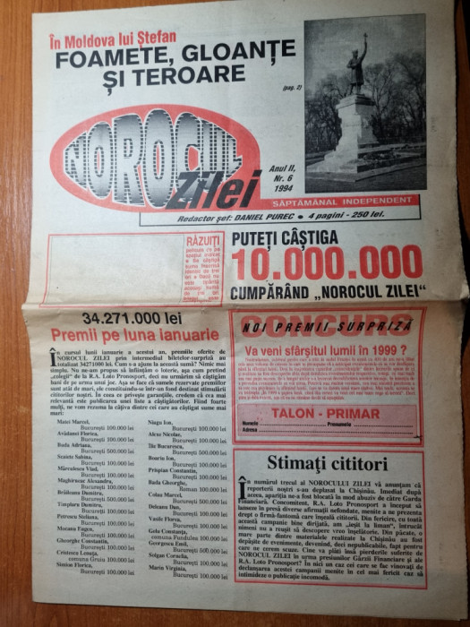 ziarul norocul zilei nr.6/1994-ziar din republica moldova