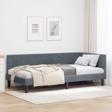 vidaXL Cadru de pat colțar cu headboard Gri &icirc;nchis 90 x 200 cm Catifea