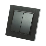 Intrerupator dublu cap scara negru incastrat 220V, 10AX, ABS 80x80mm