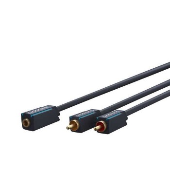 Cablu adaptor Profesional Jack 3.5 mm mama - 2x RCA tata OFC cupru 10cm dublu ecranat aurit Clicktronic 70493 foto
