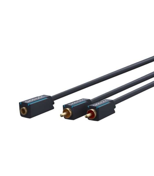 Cablu adaptor Profesional Jack 3.5 mm mama - 2x RCA tata OFC cupru 10cm dublu ecranat aurit Clicktronic 70493