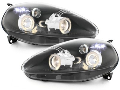 Faruri Fiat Grande Punto (09.2005-2008) Angel Eyes Negru Performance AutoTuning foto