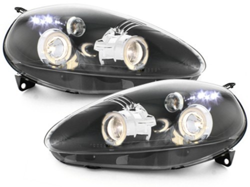 Faruri Fiat Grande Punto (09.2005-2008) Angel Eyes Negru Performance AutoTuning