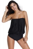 Cumpara ieftin Costum Baie Tankini Negru, Top Larg, Bretele Detasabile, Bustiera Incorporata, Captusit, Material Uscare Rapida - Marimi S-XL