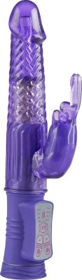 Vibrator Happy Hugging Rabbit, 8 Moduri Vibratii + 4 Viteze Rotatie, TPE, Mov, 22.5 cm foto