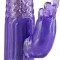 Vibrator Happy Hugging Rabbit, 8 Moduri Vibratii + 4 Viteze Rotatie, TPE, Mov, 22.5 cm