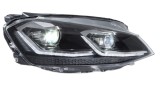Set faruri Vw Golf 7, 2012-2016, montare fata, stanga+dreapta, indicator dinamic; D2H+LED; manual; rama argintie; fara becuri; Tuning; halogen, Vland