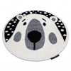 Covor modern pentru copii JOY Cerc Teddy, urs - structural pe două niveluri de l&acirc;nă crem / negru, cerc 120 cm, Rotund