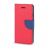 Husa Flip Carte iPhone 15 Plus rosie-albastra, Rosu