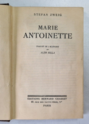 MARIE ANTOINETTE par STEFAN ZWEIG , 1934 foto