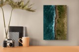 Tablou Canvas, "&Icirc;nt&acirc;lnirea naturii cu oceanul turcoaz", Ocean, Coastline, Waves, Greenery, Cliff, Nature, Aerial, Contrast, 26 x 39 cm, CMCLASS