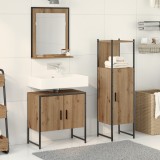VidaXL Set de dulapuri pentru baie , 3 piese, lemn prelucrat, stejar artizanal