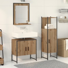 vidaXL Set de dulapuri pentru baie , 3 piese, lemn prelucrat, stejar artizanal foto