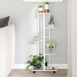 VidaXL Suport de flori cu 5 etaje, cu roți, alb, 44x23x100 cm, fier