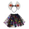 Set Deghizare Halloween, Ma Imbrac Devin Halloween, Fustă Tutu 30 cm, Jonc Elastic, Pânze Holografice, Coronită Neagră cu Dovleci, Multicolor, 2 Bucăț, Oem