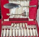 Set Tacamuri pentru peste - argintate - 6 persoane - 14 piese - England